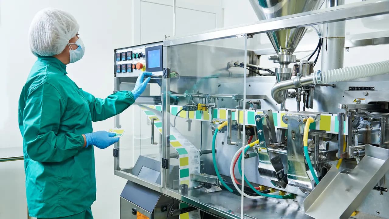 Production in a pharmaceutical cleanroom — symbolic image for outplacement in pharma and biotech